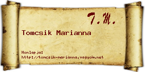 Tomcsik Marianna névjegykártya